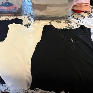Lauren tank tops - three. Black, white and navy size 2X